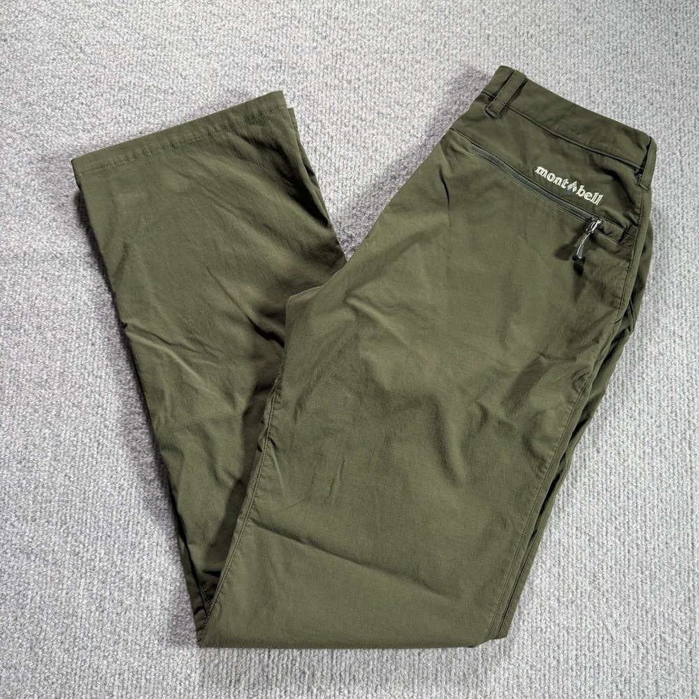 Montbell OD Pants Mens Small Green Stretch Hiking Outdoors 32" Inseam